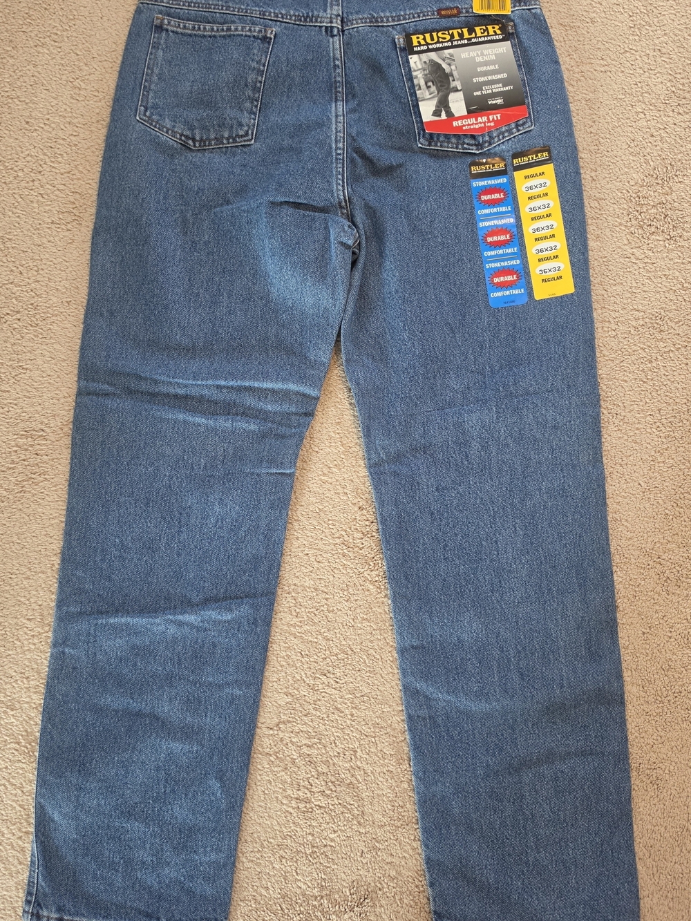 Rustler Men's Blue Regular Fit Jeans 36/32